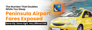 comparing taxi fares and rideshare fares with surge pricing from Mornington Peninsula to Melbourne Airport.